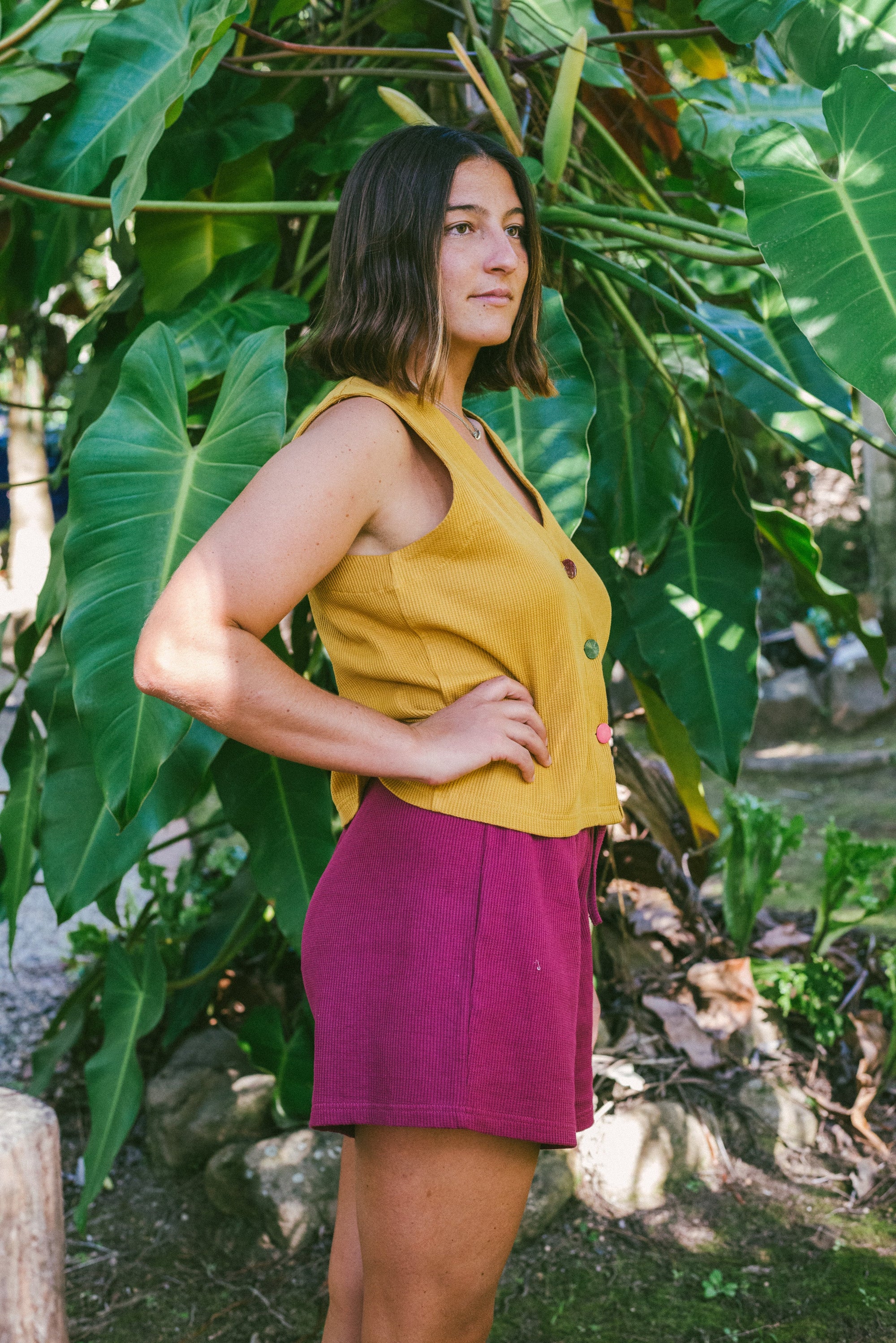 Waffle Ease Short in Berry - Atmosea