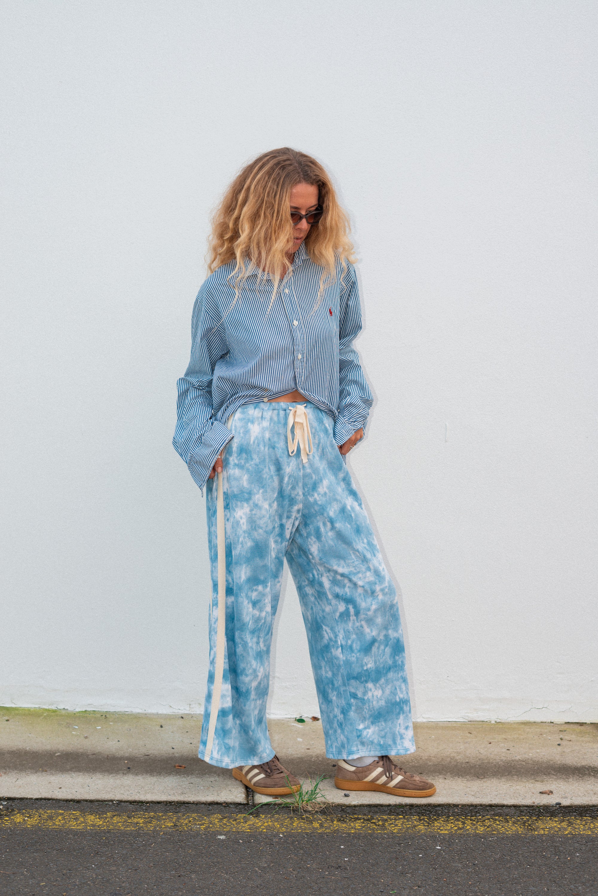 Waffle Lounge Pants in Cloud Tie Dye - Atmosea
