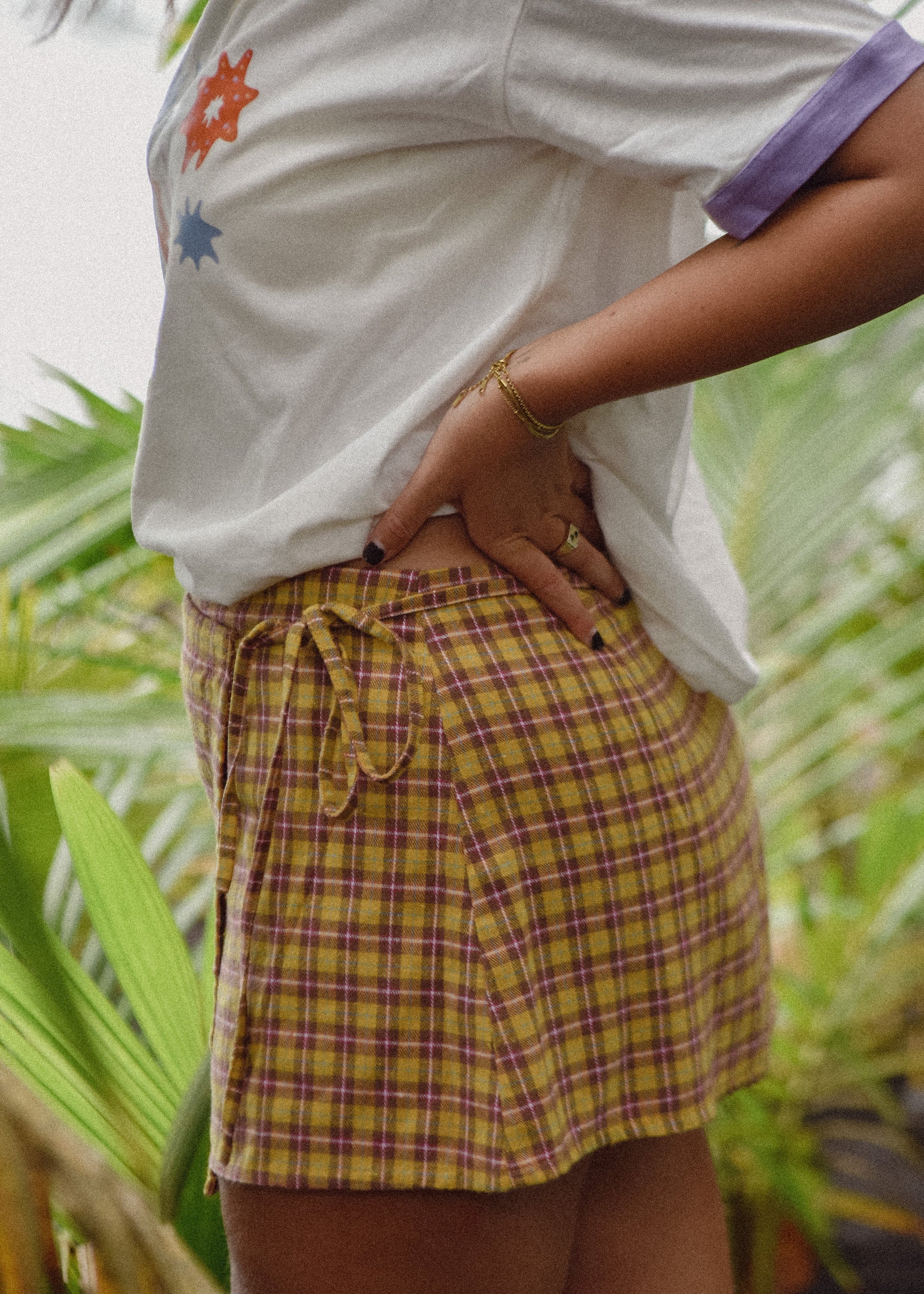 Wrap Mini Skirt in Flannel Plaid - Atmosea