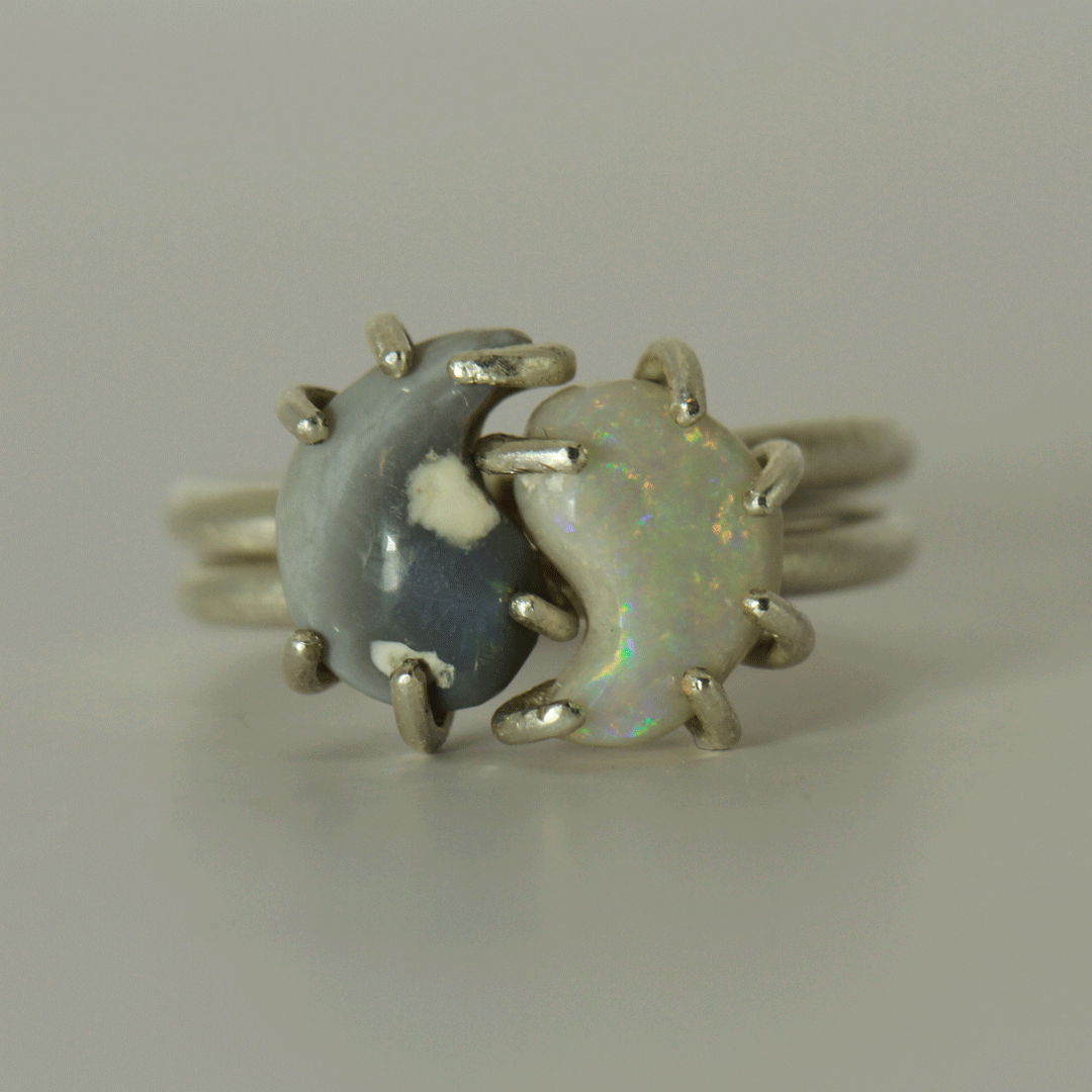 Yin Yang 2-in-1 Opal Rings (sterling silver) - Ke Li